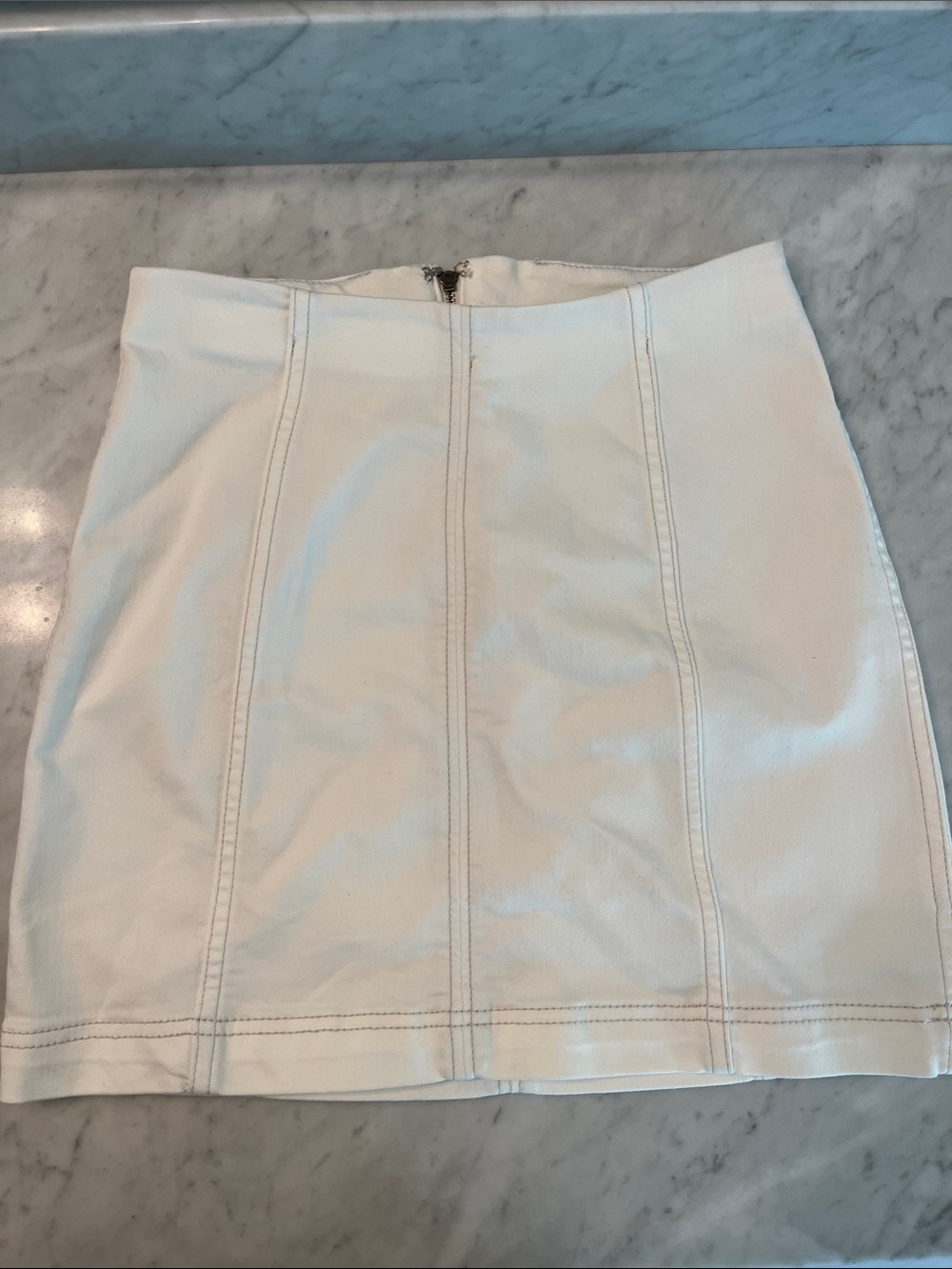 Free People White Denim Mini Skirt Size 2 High Waist Paneled